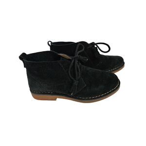 Hush Puppies black suede tie up ankle boots. Size 6.5.